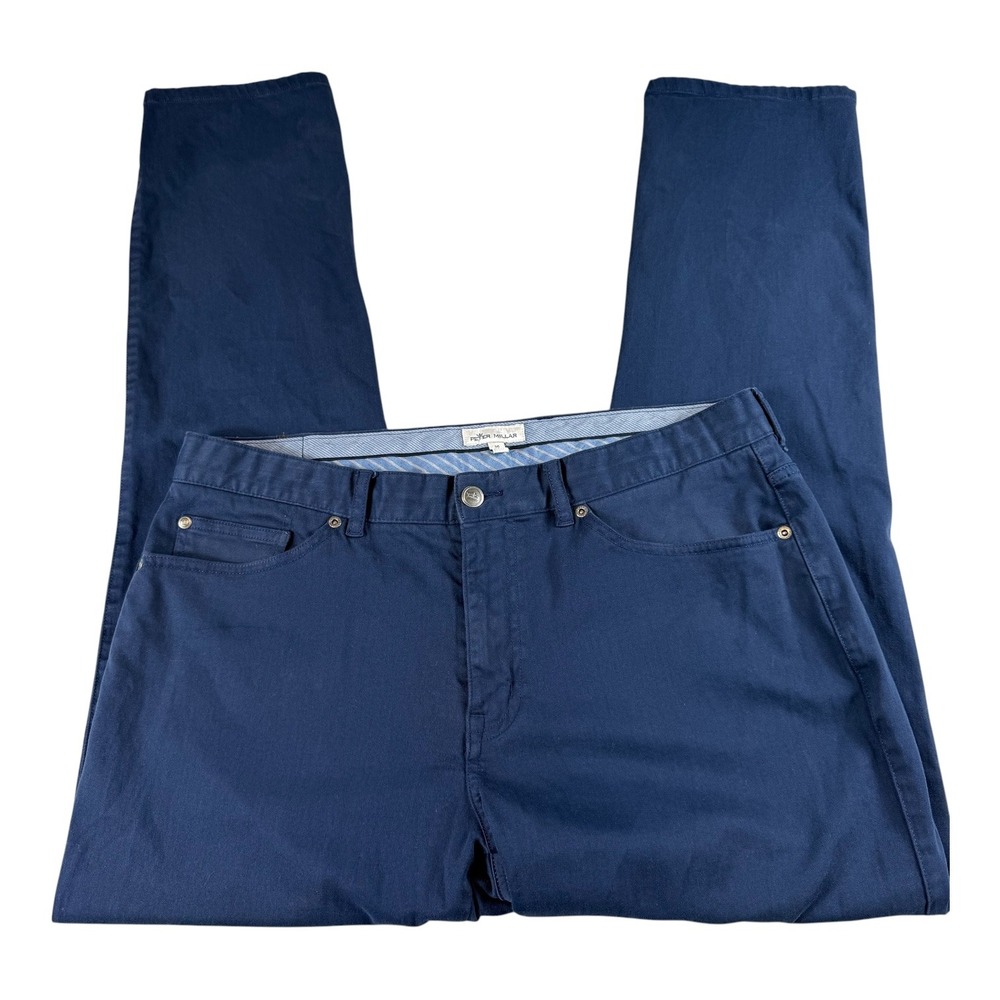 Peter Millar Mens 36 Navy Blue 5 Pocket Twill Pants RN100308 Casual Trousers